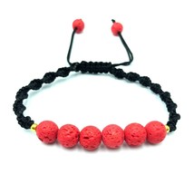 Red Lava 8x8 mm Round Beads Handmade Thread Bracelet AB8-91 - £4.92 GBP