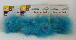 Kitty City Feather Jacks Rubber &amp; Feather Cat Toys (4 Toys) Blue Fluffy - $9.00