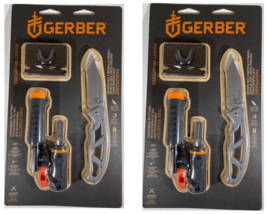(2 PACK) GERBER Survival Set Paraframe Knife, Fire Starter, Sharpener, Whistle - £31.63 GBP