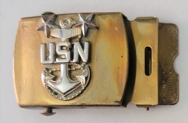 USN MASTER CHIEF PETTY OFFICER MCPO Brass Belt Buckle Wolf Brown WW2-Vie... - $26.18
