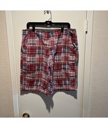 Faded Glory Shorts Men’s 34 Red Plaid Madras Cotton Casual Golf Outdoor ... - $19.79