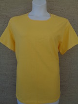 New Hanes Silver For Her 2X S/S Crew Neck Cotton Blend Tee Top 2X Yellow - £3.62 GBP