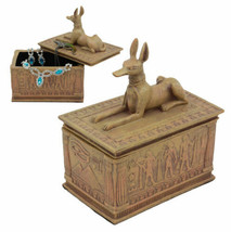 Small Eye Of Horus And Anubis Dog Egyptian Jewelry Box In Sandstone Fini... - £20.43 GBP