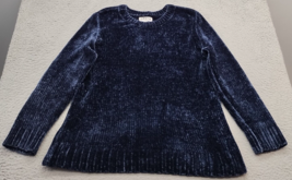 Orvis Sweater Womens Large Blue Chenille Classic Fit Long Sleeve Crew Neck - £18.40 GBP