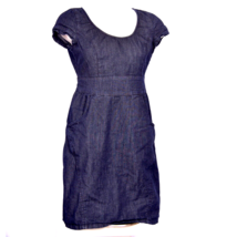 Calvin Klein Jeans Dark Denim Dress Cap Sleeve Pockets Sheath Blue Size S - £14.45 GBP