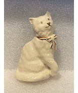 3&quot; Small Lenox Sitting White Cat w/Gold Plated Accents *Pre-Owned/No Box... - $14.99