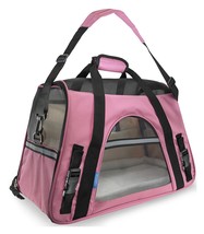 Pet Carrier Soft Sided Large Cat Dog Comfort Rose Wine Pink Bag Travel Approved - £30.97 GBP