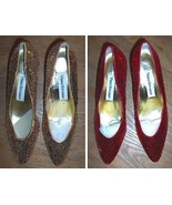 Holiday Dressy Festive Gold Sequin Covered Pumps Shoes Size 8.5 - £31.89 GBP