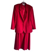 Vintage Personal Women’s Blazer &amp; Skirt Set Size 14 Red 100% Wool Career... - $1,441.51 MXN