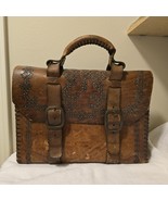 Vintage Tooled Leather Braided Edging Satchel Bag Aprx. 16 X 12 X 4 READ - $8,704.97 MXN