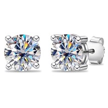 Real Round D Color 8.04Ct Moissanite Diamond Simple Four Claw Earrings For Ladie - £70.63 GBP