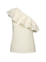 New Banana Republic Floral Lace Ivory One Shoulder Ruffle Flounce Blouse Top M - £31.81 GBP