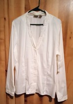 Kim Rogers Signature Womens Size XL White Blouse Semi Sheer Button Front  - $14.85