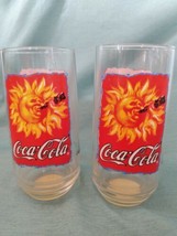 Vintage Coke Glasses #6266 Sun and Summer  1995 16oz. Set of 2 - £11.15 GBP