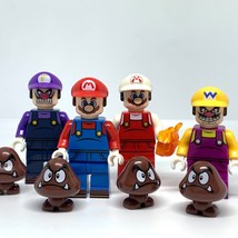 4pcs Super Mario Wario and Waluigi with Goomba Minifigures Set - £10.38 GBP