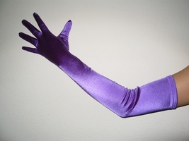 23&quot; Purple Long Formal Stretch Satin Bridal Wedding Club Prom Party Opera Gloves - £7.88 GBP