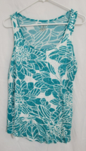 Lane Bryant Womens Blue Green White Floral Print Sequins Stretch Tank To... - $13.99