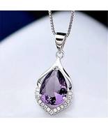 Crystal Amethyst Pendant Chain Necklace 925 Sterling Silver Women’s Jewe... - £15.72 GBP