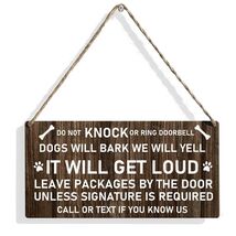 Do Not Knock Dogs Will Bark Wood Sign Rustic Hanging Plaque 12x6 Home Decor - $190.65 MXN