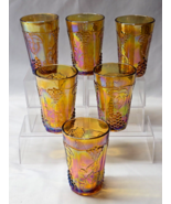 Vintage Colony HARVEST CARNIVAL AMBER 4&quot; Flat Juice Glasses Marigold - S... - $37.99 CAD