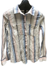 BKE Women&#39;s Size Large Button Up Guaze Flowy Shirt Pockets Perfect for Layering - £9.59 GBP
