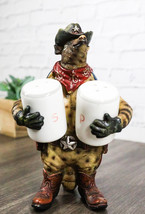 Western Texas Cowboy Armadillo Spice Sheriff Salt And Pepper Shakers Holder - $28.99