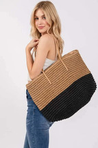 Fame Straw Braided Beach Tote Bag - $957.16 MXN