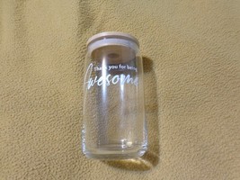 Thank you for being awesome glass cup tumbler mug with straw, lid, and g... - $11.50