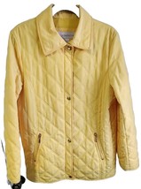 Liz Claiborne Bright Yellow Quilted Zip Up Button Jacket Long Sleeve Siz... - £24.14 GBP