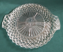 Anchor Hocking 12&quot; Waterford Waffle 2 Handle Cake Plate Clear - £9.82 GBP