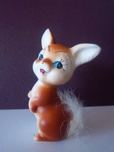 Cute Porcelain Rabbit Figurine with fluffy tail appox 3.5&quot; - £5.68 GBP