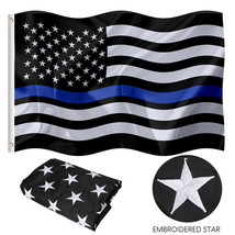 Thin Blue Line American Flag Police With Embroidered Stars And Sewn Stripes 3X5 - £23.97 GBP