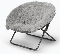 Silver Oversized Mongolian Faux Fur Saucer Chair From Urban Shop. - £80.17 GBP