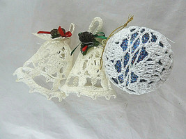 Christmas Ornament Crochet BELLS + 1 round ornament Lot of 3 Ornaments - €4,53 EUR