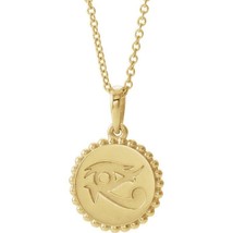 Authenticity Guarantee 
14k Yellow Gold Eye of Horus Necklace with Adjustable... - £474.83 GBP+