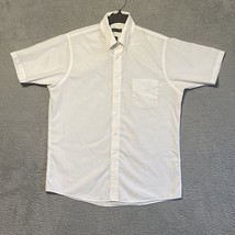 Arrow Shirt Mens Large 16 White Button Up Short Sleeve Solid - $13.86