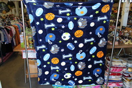 Baby Size Borrego Blanket With Soccer Basketball Baseball Football Sports Design - £22.92 GBP