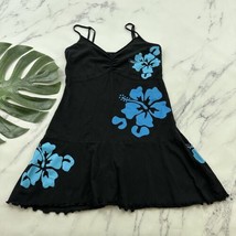 Venus Womens Vintage Y2k Sundress Size M Black Blue Tropical Tiered Mini - $29.69