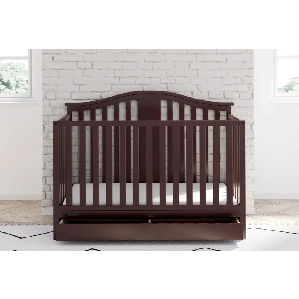 2023 Graco Solano 5-in-1 Convertible Baby Crib with Drawer, Espresso - £210.83 GBP