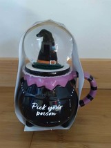 Halloween Black Pick Your Poison Cauldron Ceramic Mug with Snow Globe Hat Topper - £23.96 GBP