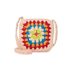 New purse crossbody festival crochet Boho Vibe Open Top Bag Tan  - £14.76 GBP