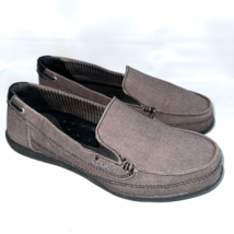 Crocs Boat Shoes Women 9 Walu Loafers 14391 Gray Grey Canvas Slip On Low... - £22.05 GBP