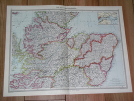 1908 Antique Map Of Scottish Highlands / Scotland / Dundee - $31.06