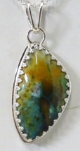 Eye Catching Handcrafted Peruvian Blue Opal Pendant Set In Sterling Silver - £131.86 GBP