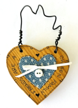 Wood Heart Ornament Wall Decor Friends are a Chosen Family w/ Button Bow... - £13.86 GBP
