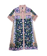 Emery Rose Cottage Shirt Midi Dress, Sz M Garden Floral Butterfly Pink L... - $43.76 CAD