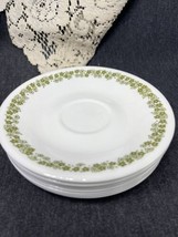 Set Of 4 Vtg Corelle 6&quot; Saucer Pyrex Spring Blossom Crazy Daisy 70s Green Flower - £8.56 GBP