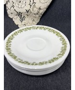 Set Of 4 Vtg Corelle 6&quot; Saucer Pyrex Spring Blossom Crazy Daisy 70s Gree... - $10.89