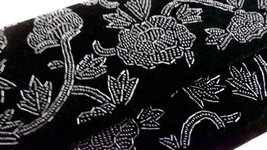 Retro Vintage Clutch Purse KKK Japan Black Velvet Beads All Handmade 1950s - $34.60