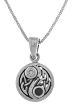 Jewelry Trends Sterling Silver Celtic Yin Yang Pendant with CZ on 18 Inc... - £36.76 GBP